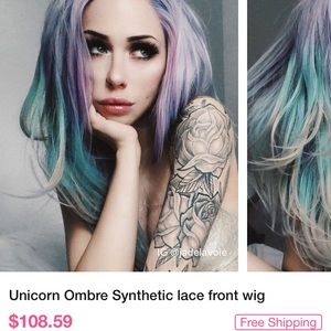 Purple/Blue/Green Ombré Synthetic lace front wig